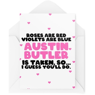 Tongue in Peach Lustige Karten für Paare – Jahrestag Valentinstag – Roses Are Red Violets Are Blue Austin Btler So You'll Do – Celebrity Crush – CBH2062