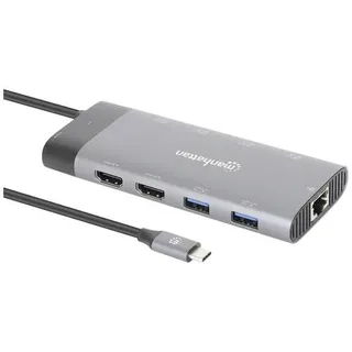 Manhattan USB-C® Dockingstation USB-C PD 10-in-1 8K Passend für Marke Dockingstations: Universal