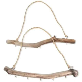 Yuattory 2 StüCk Dekorative Zweige Aus NatüRlichem Treibholz, Bauernhaus, Zuhause, Wanddekoration, HäNgende Schmuck-Organizer mit 5 Haken