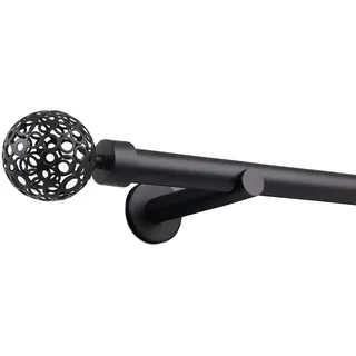deco-raum Vorhangstange Kugel 1-läufig Ø 25 mm 60 cm Schwarz