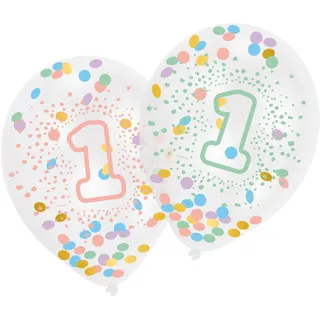 Amscan Konfetti Luftballons 1. Geburtstag 6 St. Mehrfarbig