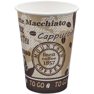 1500 Stk. Kaffeebecher Premium, "Coffee to go", Pappe beschichtet, 250 ml / Hochwertiger hitzebeständiger "Coffee to go" Becher bedruckt mit Motiv "Hotdrinks To go". Aus 100% recyclingfähiger Pappe hergestellt.