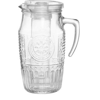 Romantic Krug (Karaffe mit Eisbehälter und Plastikdeckel, 1.8 Liter, Glas, transparent, Wasserkaraffe für Getränke, Glaßgefäß)
