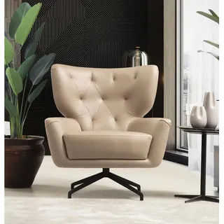 JVmoebel Sessel Eleganter Ohrensessel aus braunem Leder mit verstellbarer Rückenlehne (1-St., Sessel), Made in Europa beige