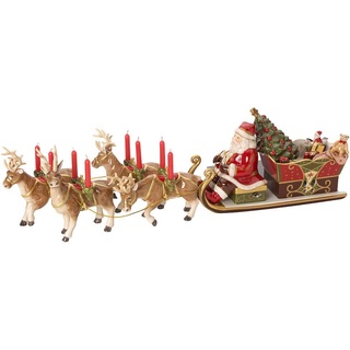 Villeroy & Boch – Christmas Toys Memory Spieluhr "Santas Schlittenfahrt", Weihnachtsfigur mit Kerzenhalter, Weihnachten, Schlitten, Weihnachtsdeko, Weihnachtsdekorationen, Porzellan