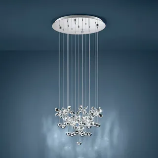 Pendelleuchte Stars of Light, Pianopoli, dimmbar, Metallisch, für Esszimmer, Edelstahl, Design