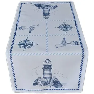 Raebel OHG Leuchtturm Tischdecke Maritim Decke Zierdecke Tischdeko Nautik Gartendecke 100% Polyester (40 x 90 cm Tischläufer)