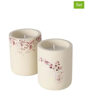 Boltze 2er-Set: Kerzen ''Bernada'' in Beige - (H)8 x Ø 6,5 cm