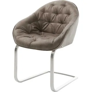 DeLife Schwingstuhl Gaio-Flex Freischwinger flach Edelstahl Taupe Vintage - Taupe, Beige