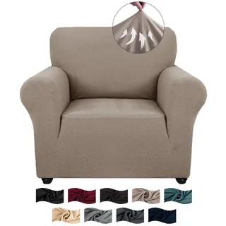 Sofa Überzug 1 Sitzer, Sesselhusse Jacquard, Elastisch, Khaki