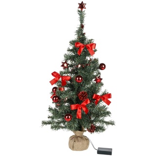 Haushalt International 20 LED Weihnachtsbaum Tannenbaum Christbaum Baum geschmückt rot 75 cm