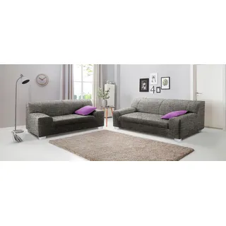 Polstergarnitur DOMO COLLECTION "Amando" Sitzmöbel-Sets Gr. H/T: 74 cm x 79 cm, Struktur, ohne Funktion, grau (weiß, grau) Couchgarnituren Sets bestehend aus 2er- und 3er-Sofa