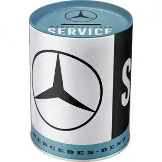 Spardose Mercedes Benz retro-Design Durchmesser 10 cm Höhe 13 cm aus Metall