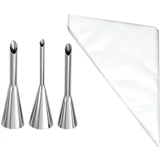 103pcs Spritzbeutel mit Tüllen Set, Edelstahl Spritztüllen Groß und Klein, Tortenspritze Garnierspritze für Sahnekapseln, Windbeutel, Blätterteig, Backzubehör für Anfänger und Profis