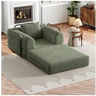 MODFU Schlafsofa Chenille-Schlafsessel 2-in-1, mit Staufach in der Armlehne, Metallrahmen und mehreren Konfigurationsmöglichkeiten 1 Teile, mit Relaxfunktion grün