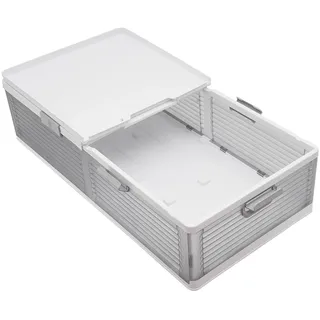 Kunststoff Unterbettkommode 101*51,5*24cm Groß Unterbett Aufbewahrung Box mit Deckel, Unterbettbox Organizer Unterbettkommoden Unterbett Aufbewahrungsbox für Bettdecken Kleidung (Transparent)