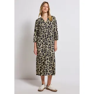 STREET ONE Damen A144414 Gemustertes Volant-Kleid, Coastal Beige, 36