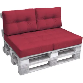 Beautissu Palettenkissen 60 x 40 x 20 cm rot 2-tlg.