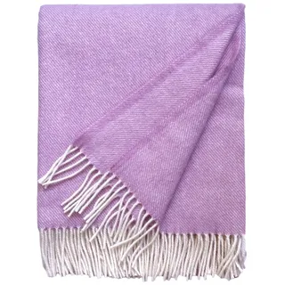 JOWOLLINA Wolldecke Plaid mit Fransen 100% Schurwolle (145x180 cm, Uni Pink Rosa)