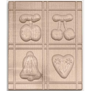 Teemando® Ausstechgebäckform, Spekulatiusform, 4 Bilder aus Holz 11 cm