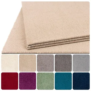 Teppichfliesen selbstliegend 50x50 cm Teppichboden Hochflor Velours | Beige Hell-Braun, 1 Fliese