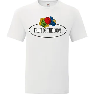 Fruit of the Loom Iconic 150 T-Shirt mit Vintage-Logo auf der Brust, weiß - Vintage-Logo groß, 2XL