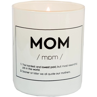 Kerze mit Spruch 'Mom' in Weiß (Englisch)