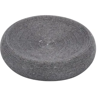 WENKO Seifenschale Goa, hochwertige Seifenablage aus schwerem Kunststein (Polyresin), im natürlichen Stein-Look, Ø: 12,8 x 3,1 cm, Grau
