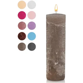 WikaKerzen Stumpenkerze-Rohling - Zur Deko oder zum Basteln & Verzieren - DIY - Taufe, Geburtstag, Hochzeit, Kommunion, Weihnachten - Rustik (Taupe, 20x7cm)