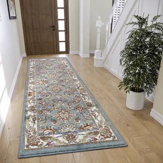 HANSE HOME Reni grün (mint,creme), B:80cm H:8mm L:240cm, Jute, Polyester, Polypropylen (PP), Teppiche, Teppich, Läufer, Orientalisch, Kurzflor, Wohnzimmer, Schlafzimmer, Esszimmer,