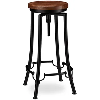 Relaxdays Barhocker industrial 34 x 67,5 x 34 cm Schwarz/Braun