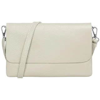 Caspar Elegante Leder Clutch Damen Umhängetasche Abendtasche mit verstellbarem Schultergurt - CLASSIC LINE - Modell No.835 - Made in Italy, Farbe:hell beige - 24 x 1,5 x 16 cm