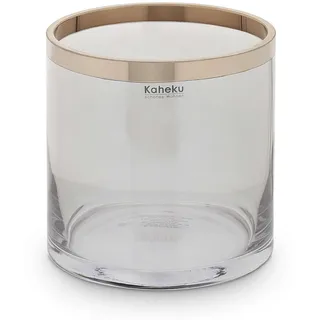Windlicht Vase Dallas lüster rauch mit Platinrand, Höhe 18 cm