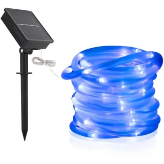 DINOWIN Solar Lichtschlauch Außen, 39 ft/12M 100 LEDs Schlauch lichterkette Wasserdicht Schlauchlicht Lichtschlauch für Garten Yard Weg Zaun Baum Hochzeit Party Deko Modern (Blau)