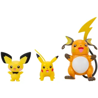 Jazwares Evolution Pokemon Figuren Set Pichu Pikachu Raichu 3er Set
