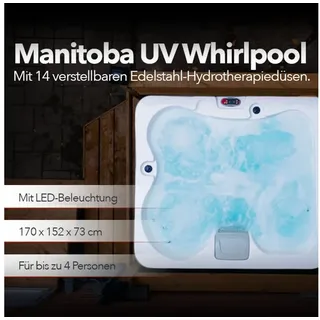 Canadian Spa GmbH Whirlpool Manitoba UV, Aufstellbecken, Steckdosen fertig (Plug-and-Play), (Terrassen Whirlpool, 1-tlg., Acryl Outdoor Whirlpool), 170 cm x 152 cm, für 6 Personen, Inkl. UV & Ozon, Plug & Play-Funktion
