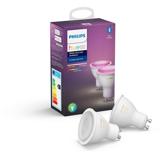 Philips Hue White & Color Ambiance GU10 Lampe Doppelpack, dimmbar, bis zu 16 Millionen Farben, steuerbar via App, kompatibel mit Amazon Alexa (Echo, Echo Dot)