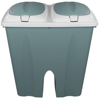 TW24 Mülleimer Duo 2x25L Pastell mit Deckel und Farbwahl Kunststoff Abfalleimer Müllsammler Abfallbehälter Trennsystem Müll Eimer (Grün)