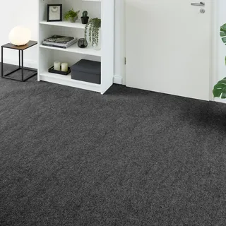 Andiamo Teppichboden ANDIAMO "Milo, Nadelfilz, Gesamthöhe 2,5 mm, Made in Belgium", grau (anthrazit), B:200cm L:100cm, Polyester, Polypropylen (PP), Teppiche, Uni Farben, Breite 100 cm oder 200 cm, Wohnzimmer, strapazierfähig