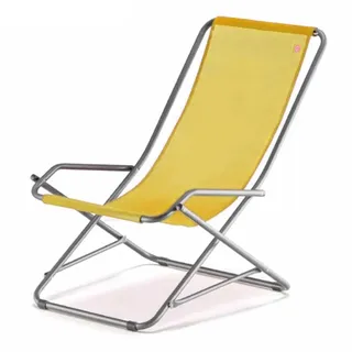Fiam Dondolina Art. 023TXSE Liegestuhl aus Aluminium, Polsterung aus Textilene, Farbe Curry Gelb, 63x79 h. 96.5