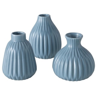 BOLTZE Tischvase Deko Vase im 3er Set aus Keramik Mattes Design Blau