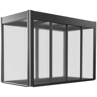 Biohort Gewächshausaufsatz Florentina für HochBeet 2 m x 1 m Dunkelgrau-Metallic