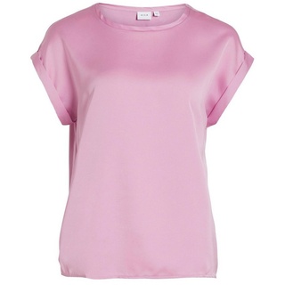 Vila T-Shirt Satin Blusen T-Shirt Kurzarm Basic Top Glänzend VIELLETTE 4599 in Rosa-2 rosa|schwarz XS (34)ARIZONAS