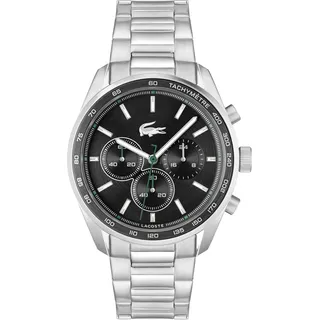 Lacoste DREI-Zeiger-Uhr für Herren, Silber-weißes Stahlarmband