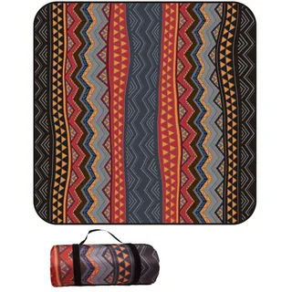 Treer Picknickdecke Wasserdicht isoliert Campingdecke Stranddecke Böhmischer Stil Faltbar Klein Groß Picknickmatte, für Outdoor Strand Camping Wandern Ausflüge (100x150 cm,Rot)