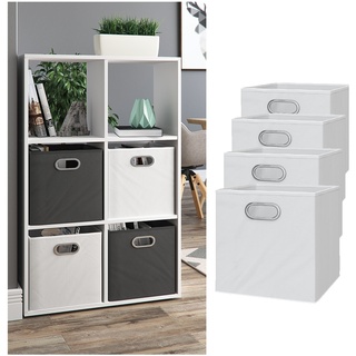 VICCO 4er Set Faltbox  30x30 cm weiß Faltkiste Aufbewahrungsbox Regalbox Box
