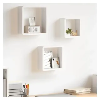 furnicato Regalwürfel 3er Set Weißes MDF Würfelregal mit 28x10x28, 24x10x24 & 20x10x20 cm, Unsichtbare Wandhalterung für Wandboard mit 5 kg Belastbarkeit weiß 28 cm x 28 cm x 10 cm