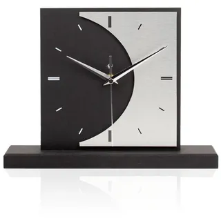 Kreative Feder Standuhr Standuhr „Moon“ aus Holz – schwarze Tisch-Uhr ohne Ticken, wahlweise mit Quarz- oder Funkuhrwerk; elegante Applikation schwarz