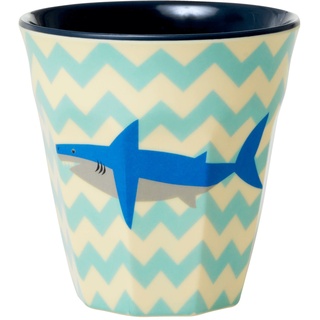 Melamin-Becher Medium - Shark Print In Blau