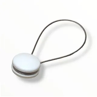 nodeko Magnethalter für Gardinen Raffhalter mit Magnet Ø 28 mm, mit Drahtschlaufe, Vorhänge und Gardinen, Gardinenmagnet weiß
